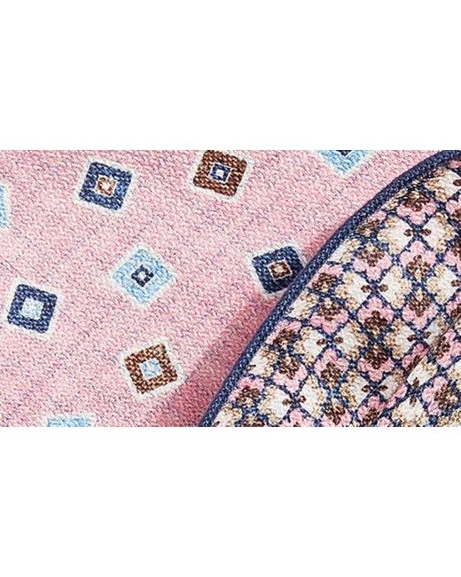 Edward Armah Pink Neat & Floral Prints Reversible Silk Pocket Circle for men