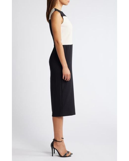 Anne Klein Colorblock Sleeveless Midi Sheath Dress in Black Lyst