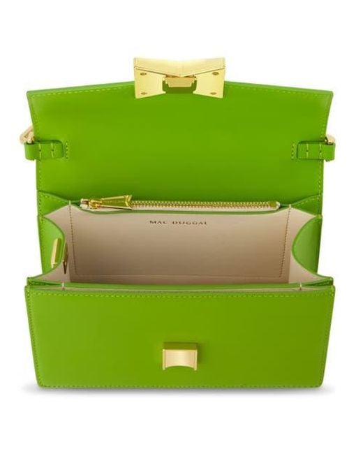 Mac Duggal Green Classic Leather Plated Hardware Shoulder Bag