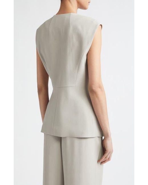 Lafayette 148 New York Women's Natural Grid Plaid Crepe Double Breasted Vest