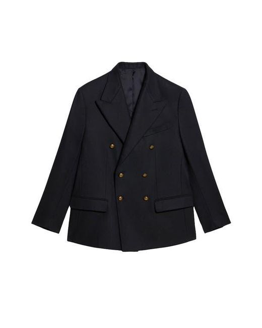 Fortela Blue Double-Breasted Concord Wool Jacket for men
