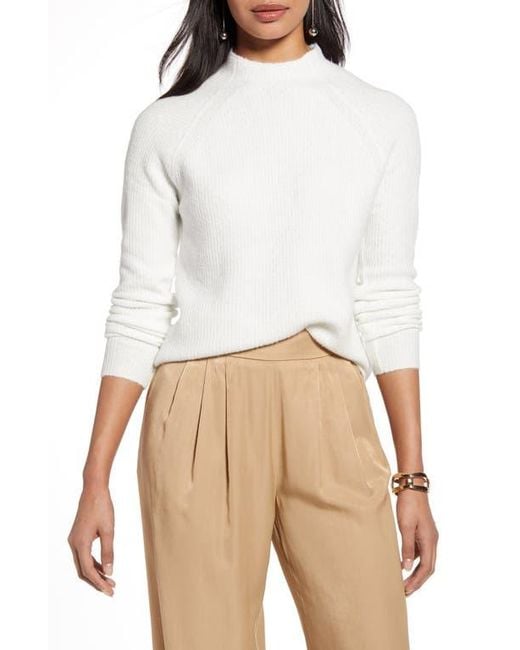 Halogen® White Halogen Mock Neck Sweater