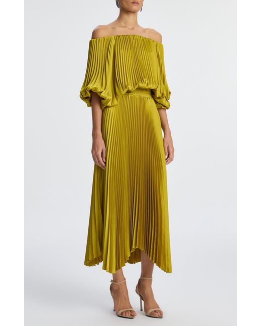 A.L.C. Yellow A. L.c. Sienna Pleated Off The Shoulder Maxi Dress