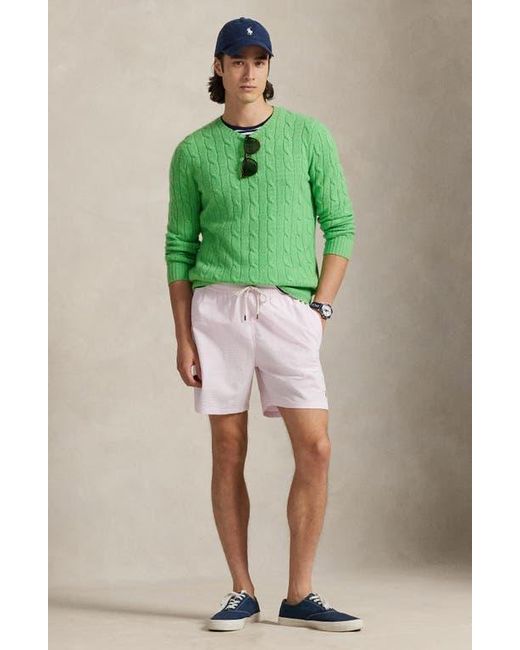 Polo Ralph Lauren Pink Traveler Seersucker Swim Trunks for men