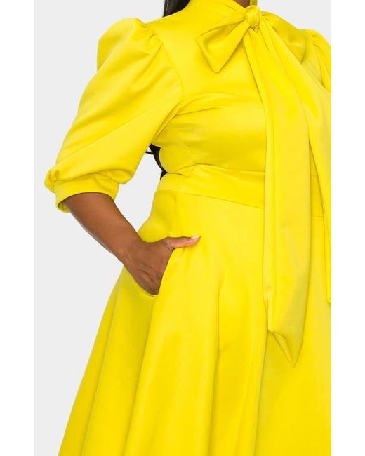 L I V D Yellow Carina Donna Fit & Flare Midi Dress