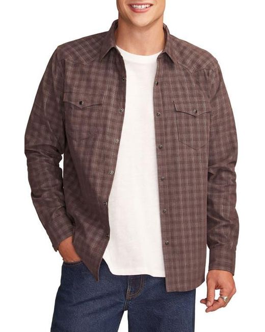 Lucky Brand Brown Plaid Long Sleeve Corduroy Western Shirt for men