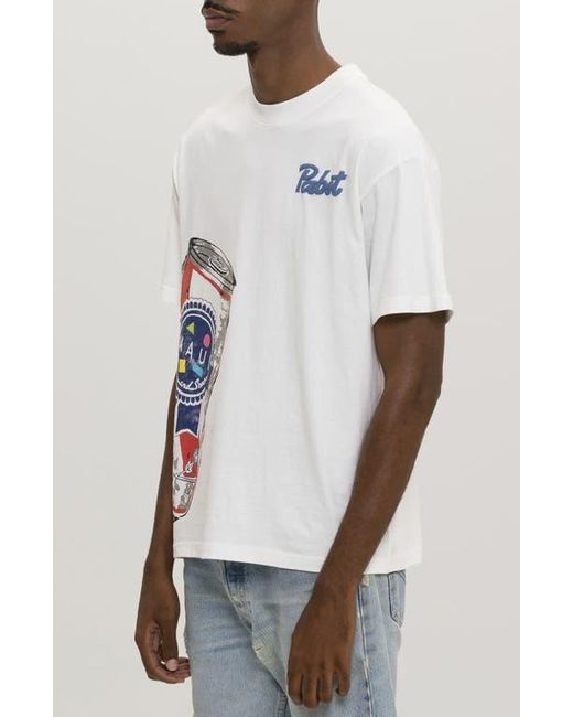 Maui & Sons White X Pabst Ribbon Can Puff Graphic T-Shirt for men