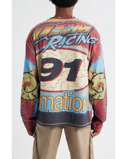 DIET STARTS MONDAY Multicolor Mx Racing Long Sleeve Cotton Graphic Print T-Shirt for men