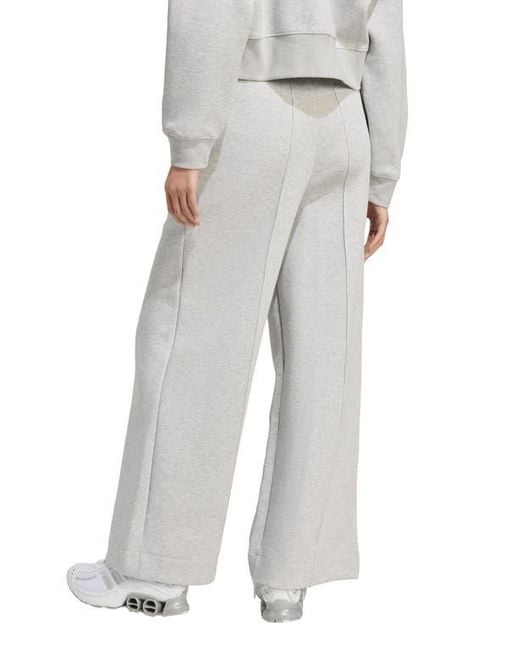 Adidas Gray Off Placed 3-Stripes Wide Leg Sweatpants