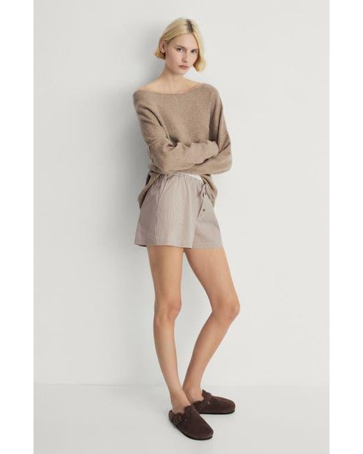 Mango Natural Stripe Pajama Shorts