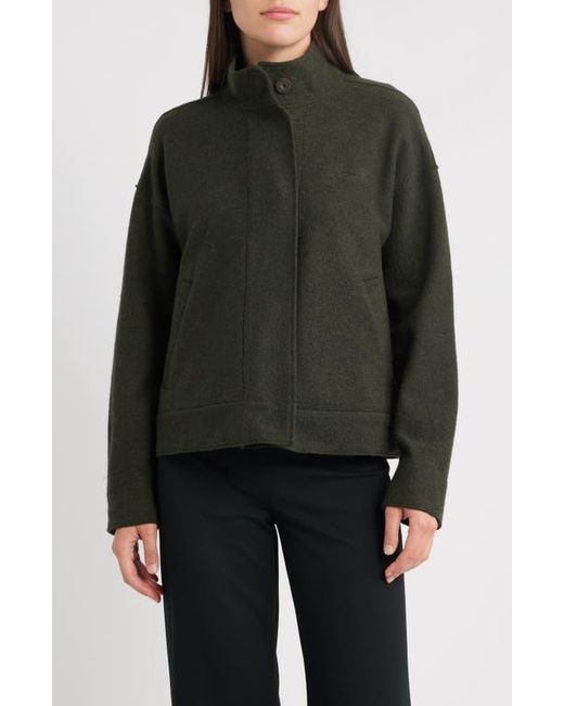 Eileen Fisher Black Boiled Wool Jacket