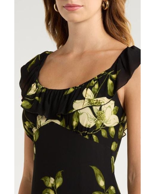 Reformation Black Tripoli Ruffle Tiered Maxi Dress