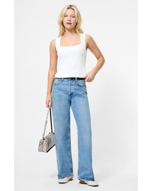 French Connection White Ottoman Crinkle Sleeveless Top
