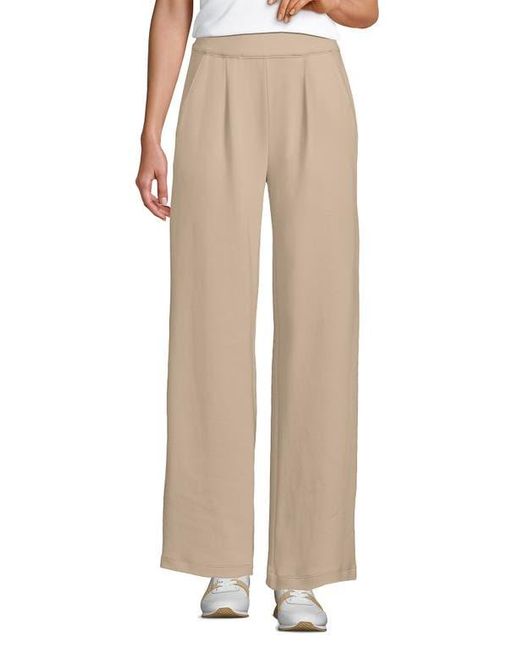 Lands' End Natural Knit High Rise Pleated Wide Leg Pants