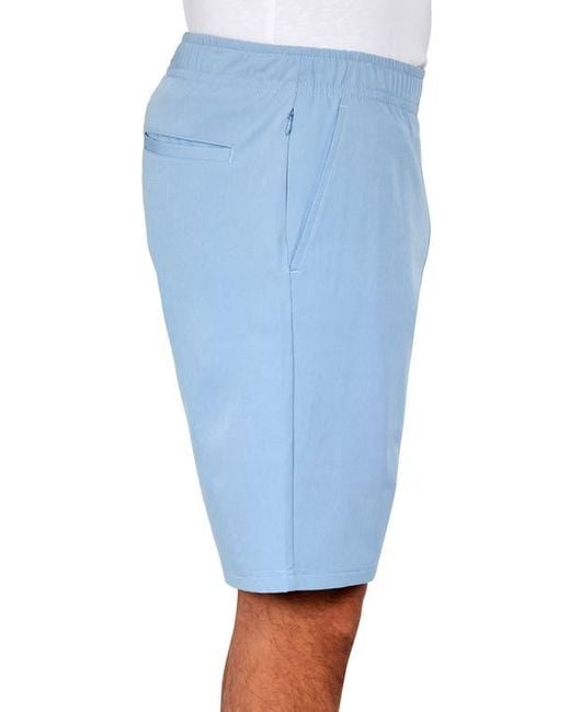 Con.struct Blue Regular Fit Solid Recycled Performance Drawstring Golf Shorts for men