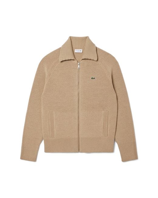 Lacoste Natural Wool Zip Cardigan for men