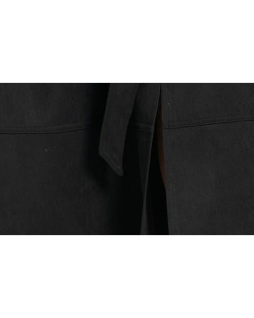 Apny Black Faux Suede Paneled A-Lined Midi Skirt
