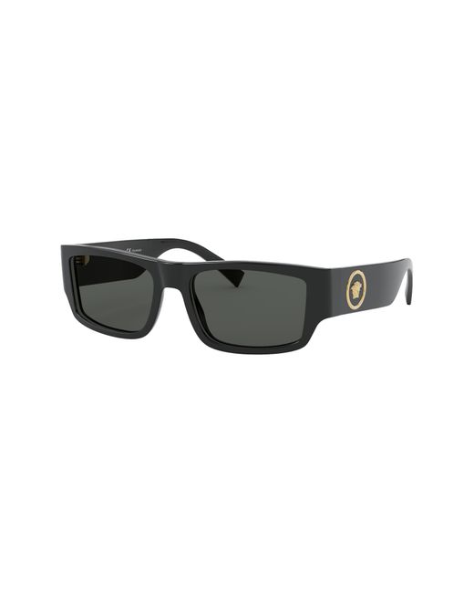 Versace Black 56mm Polarized Rectangular Sunglasses for men