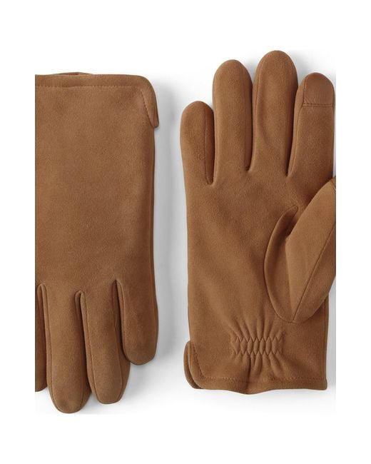 Lands' End Brown Ez Touch Suede Gloves for men