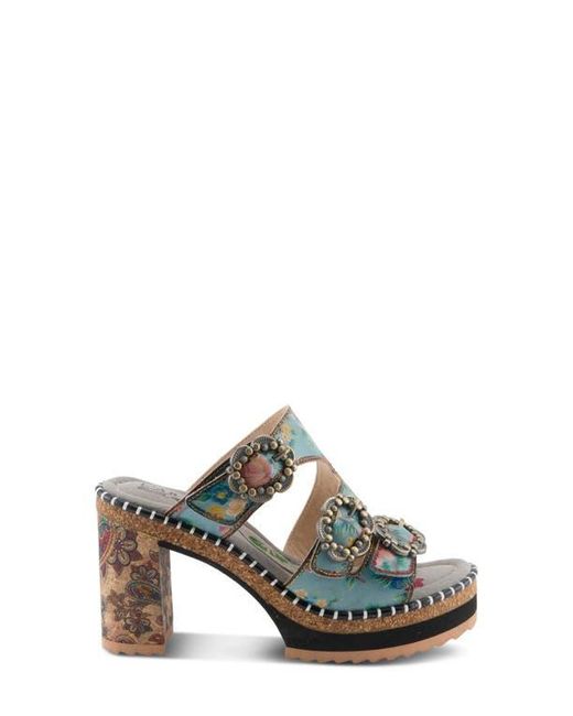 Spring Step Blue Milemarker Platform Slide Sandal
