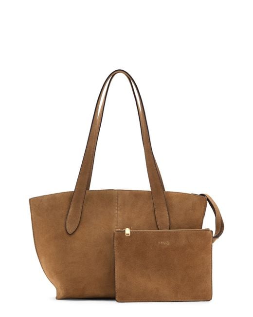 Mango Brown Mini Suede Shopper Bag