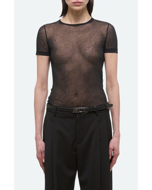 Helmut Lang Black Zeroscape Mesh Cotton Jersey T-shirt