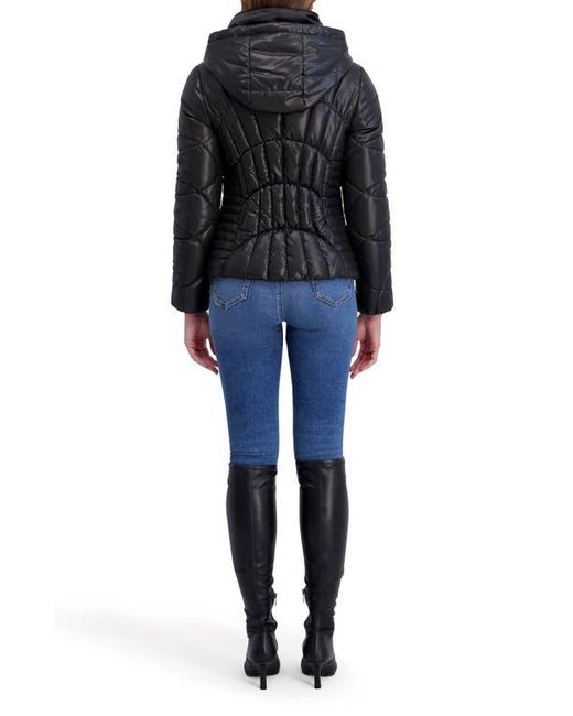 Kensie Black Hooded Puffer Jacket