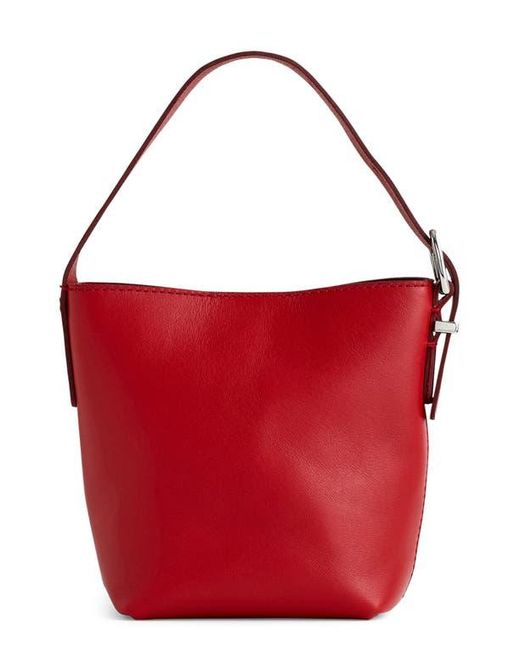 Madewell Womens Red The Micro Essential Leather Bucket Bag
