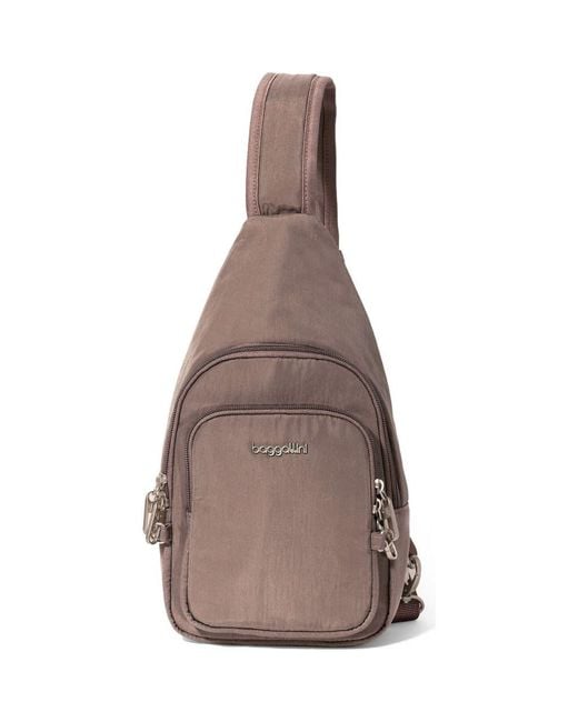 Baggallini Brown Securtex Anti-Theft Daytripper Sling Bag