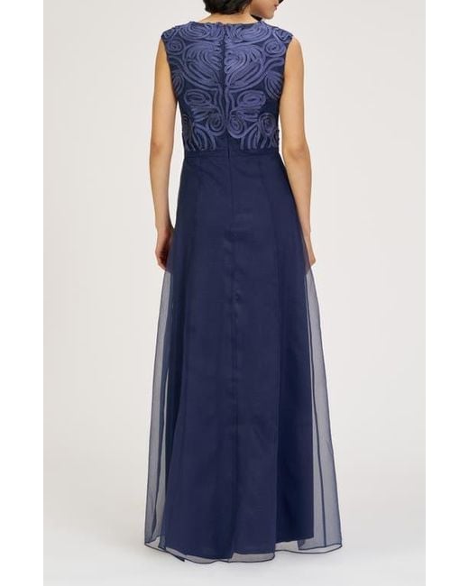 JS Collections Blue Keira Soutache Lace Bodice Gown