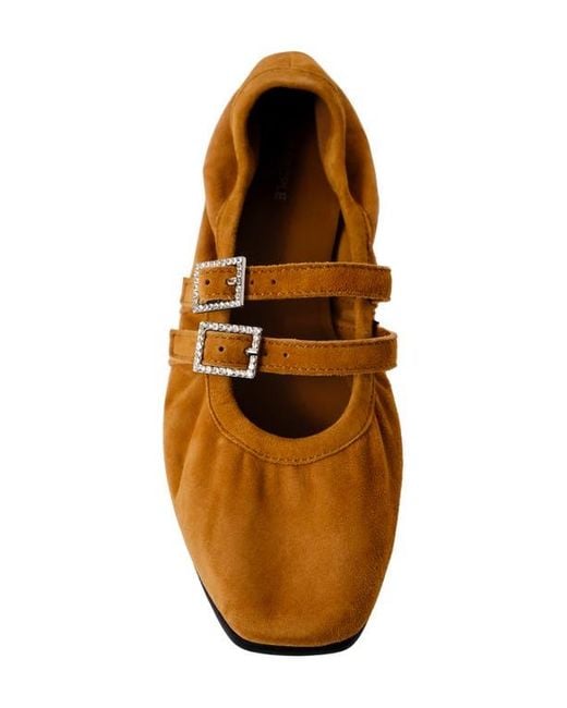 Free People Brown Gemini Rhinestone Buckle Ballet Flat