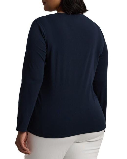 Ralph Lauren Blue Long Sleeve Stretch Cotton Tee