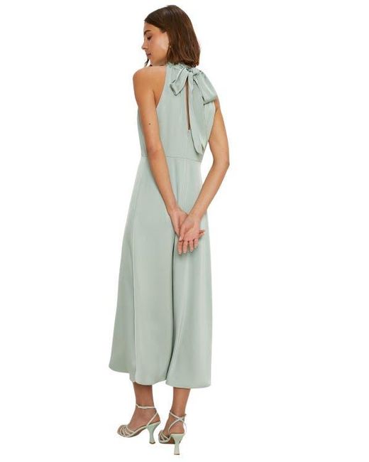 Oasis Green Satin Halter Neck Midi Bridesmaid Dress