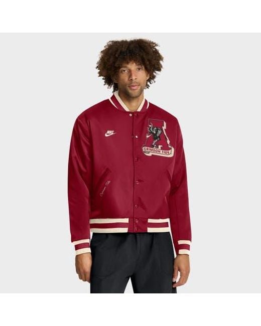 Nike Red Alabama Tide Legacy Full-Snap Bomber Jacket for men