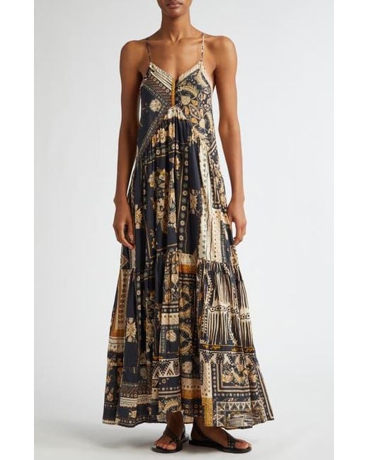 Isabel Marant Multicolor Sabba Mixed Print Cotton Maxi Dress