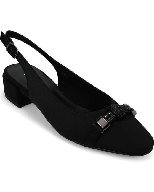 Vaneli Black Jeweled Slingback Block Heel Pumps