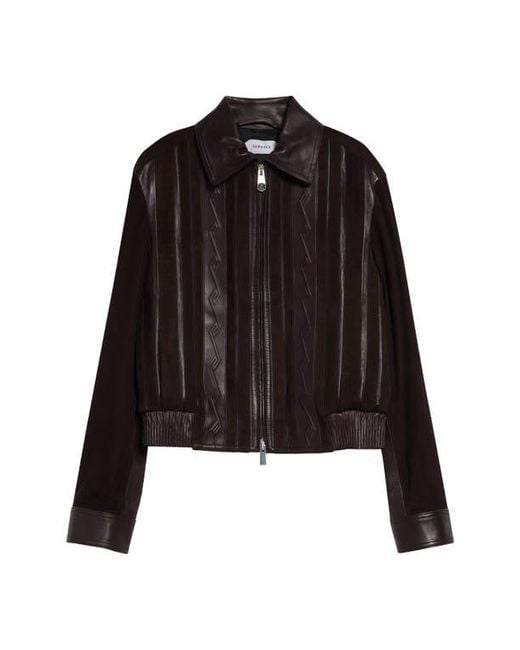 Versace Black Mixed Media Greca Blouson Jacket