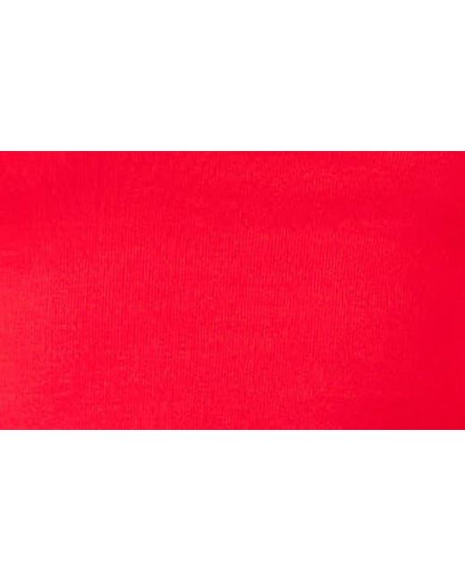 English Factory Red Mixed Media Puff Sleeve Crop Top