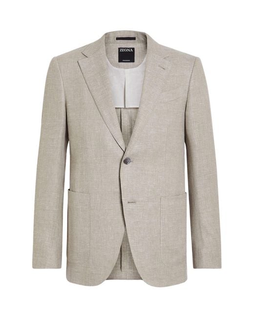 Zegna Natural Fairway Crossover Linen & Wool Blend Sport Coat for men