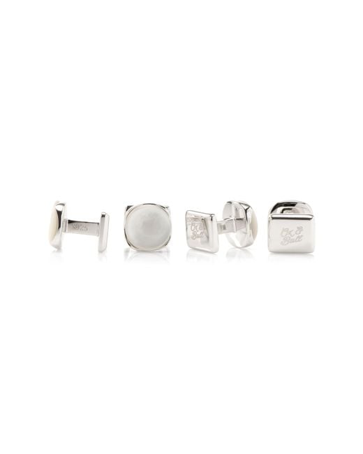 Cufflinks Inc. White Set Of 4 Sterling & Mother-Of-Pearl Studs for men