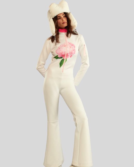 Cynthia Rowley White Water Repellent Bonded Ski Suit