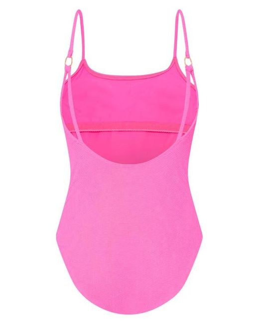MILLY Pink Grace Solid Textured One-Piece Swimsuit