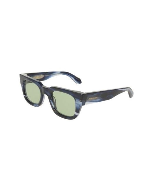 Ferragamo Blue 49Mm Small Rectangle Sunglasses for men