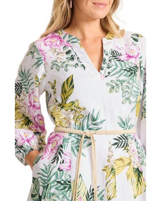 Tommy Bahama Blue Petal Of Luxury Long Sleeve Linen Dress