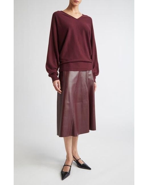 FFORME Red Selina Leather A-Line Skirt