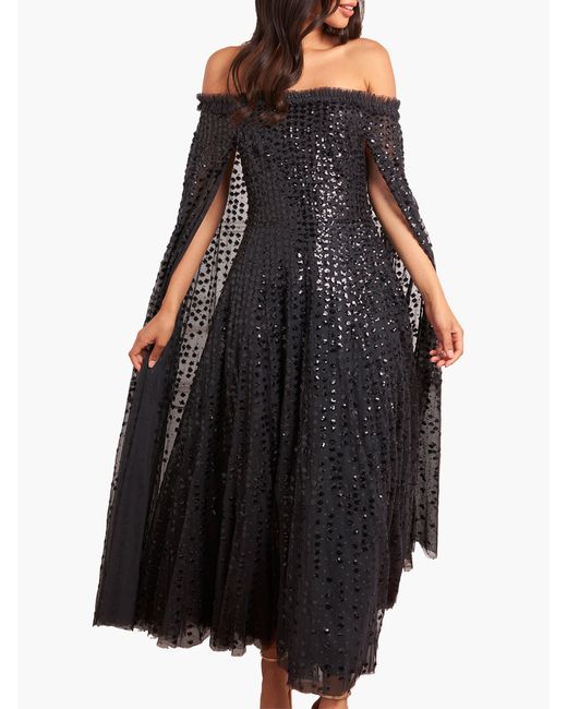 Needle & Thread Black Raindrop Cape Ankle Gown