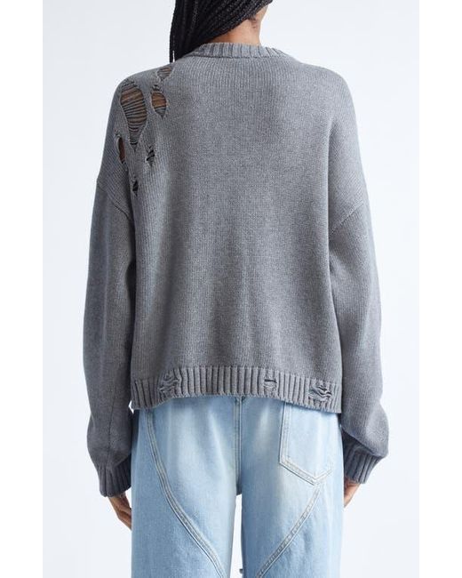 Area Gray Distressed Crystal Cotton & Cashmere Cardigan