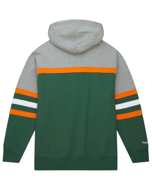 Men's Mitchell & Ness Green/Heathered Gray Green Bay Packers Head Coach Pullover Hoodie Size: Medium