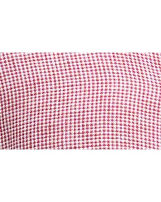 Barbour Pink Linton Regular Fit Microcheck Linen Button-Down Shirt for men