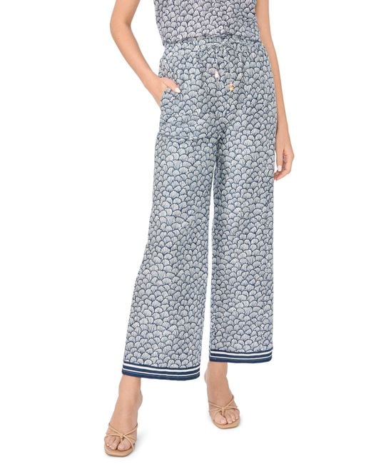 Cece Blue Border Print Pants